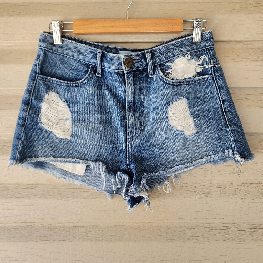 Show Me Your MuMu Blue Distressed Cutoff Jean Shorts